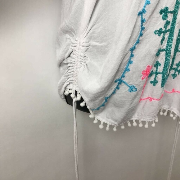 If by the Sea Blouse White Cold Shoulder Boho Top - Picture 3 of 8